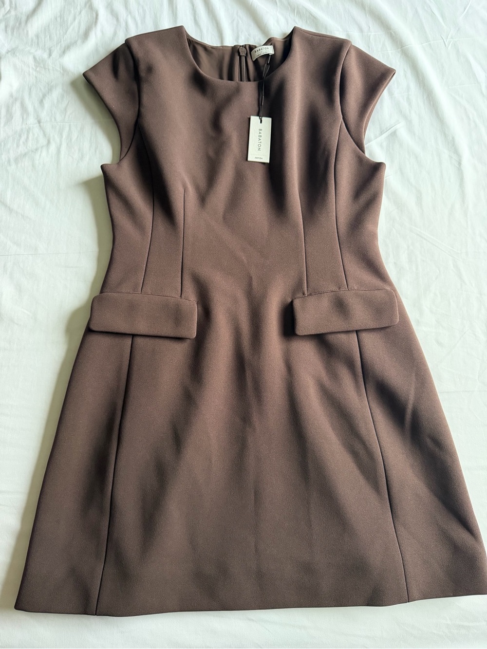 Aritzia Brown Cap-Sleeve Mini Dress